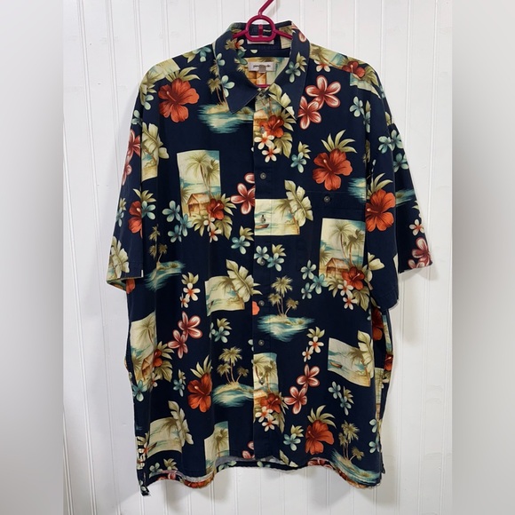 Pierre Cardin Hawaiian Shirt Mens 2XLT Cotton *Stained* Tropical Resortwear - Picture 12 of 13